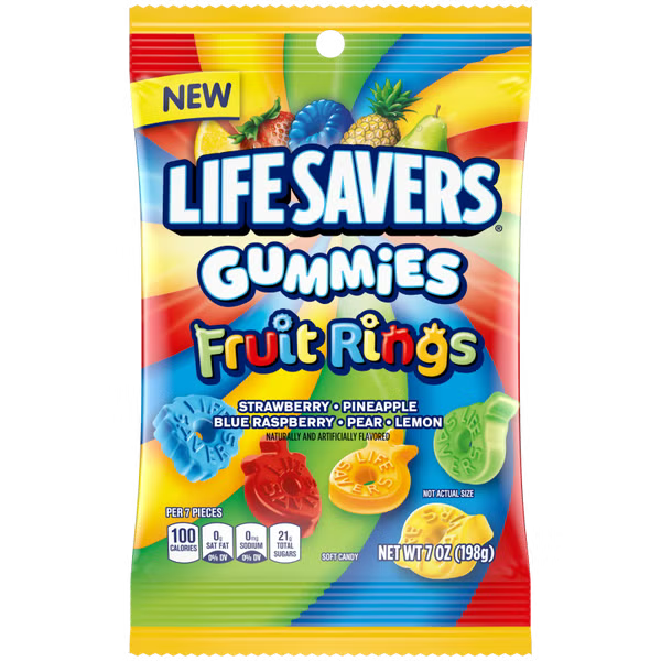 Life savers gummies fruit rings 7 oz
